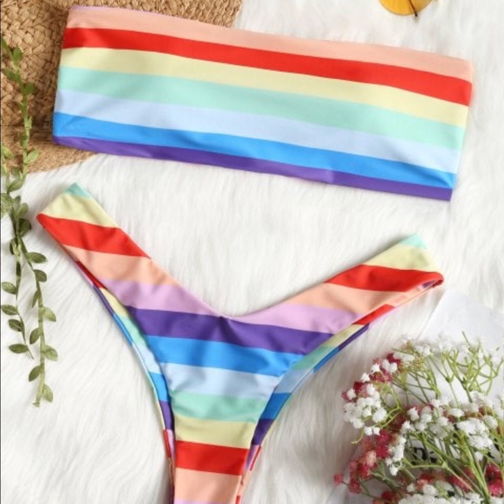 Zaful Multicolor Striped Bikini